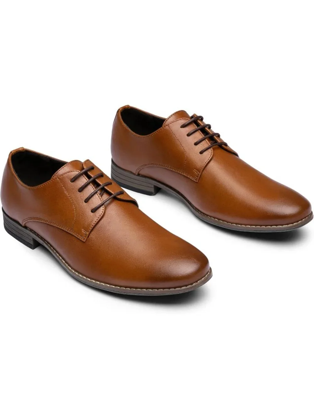 Men's Brown Leather Formal Non Slip Wedding Oxford Derby Dress Shoes